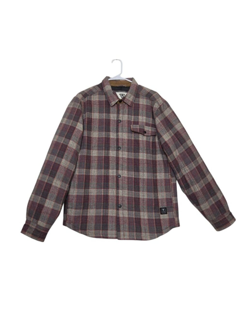 Vissla Quilt Lined Shirt Jacket Shacket Long Sleeve Men's Large Insulated Plaid